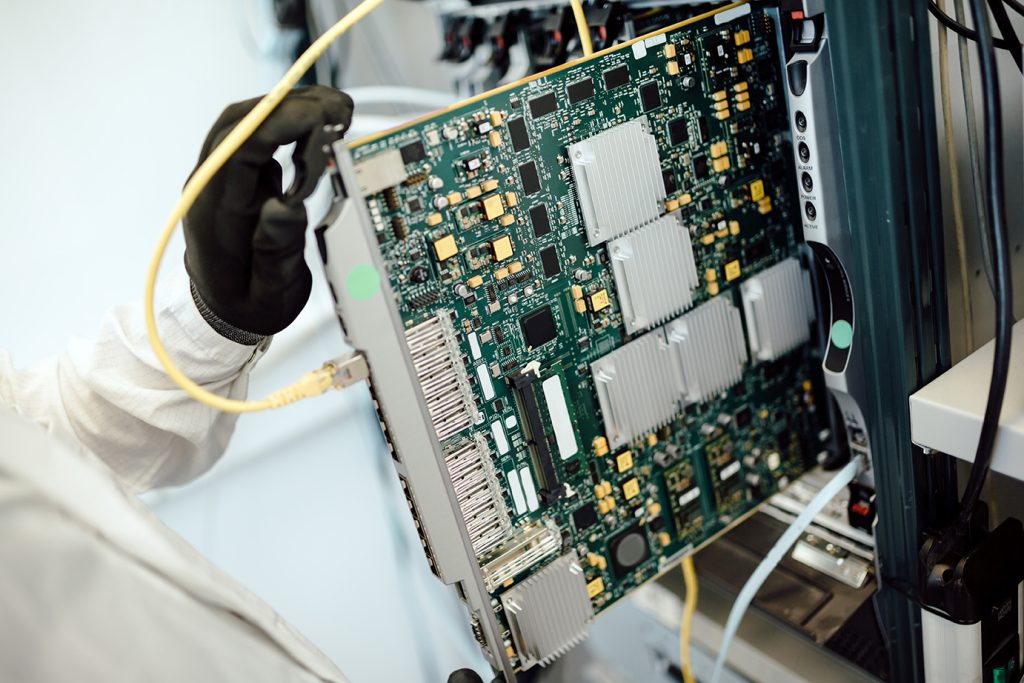 Refurbished telecom hardware ready for deployment after repair